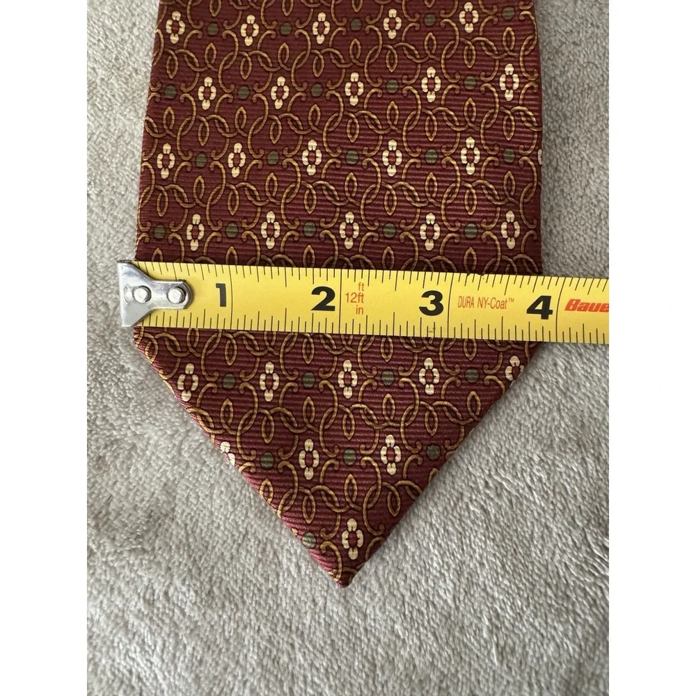 Gerardini Firenze‎ Silk Tie Red Gold Geometric Pattern Made in Italy Designer